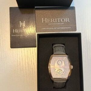 Authentic Heritor 38mm Automatic Masterson Semi-Skeleton Genuine Leather-Band Wa